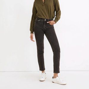 MADEWELL The Petite Mid-Rise Perfect Vintage Jean in Lunar Wash Gray Black {P40}